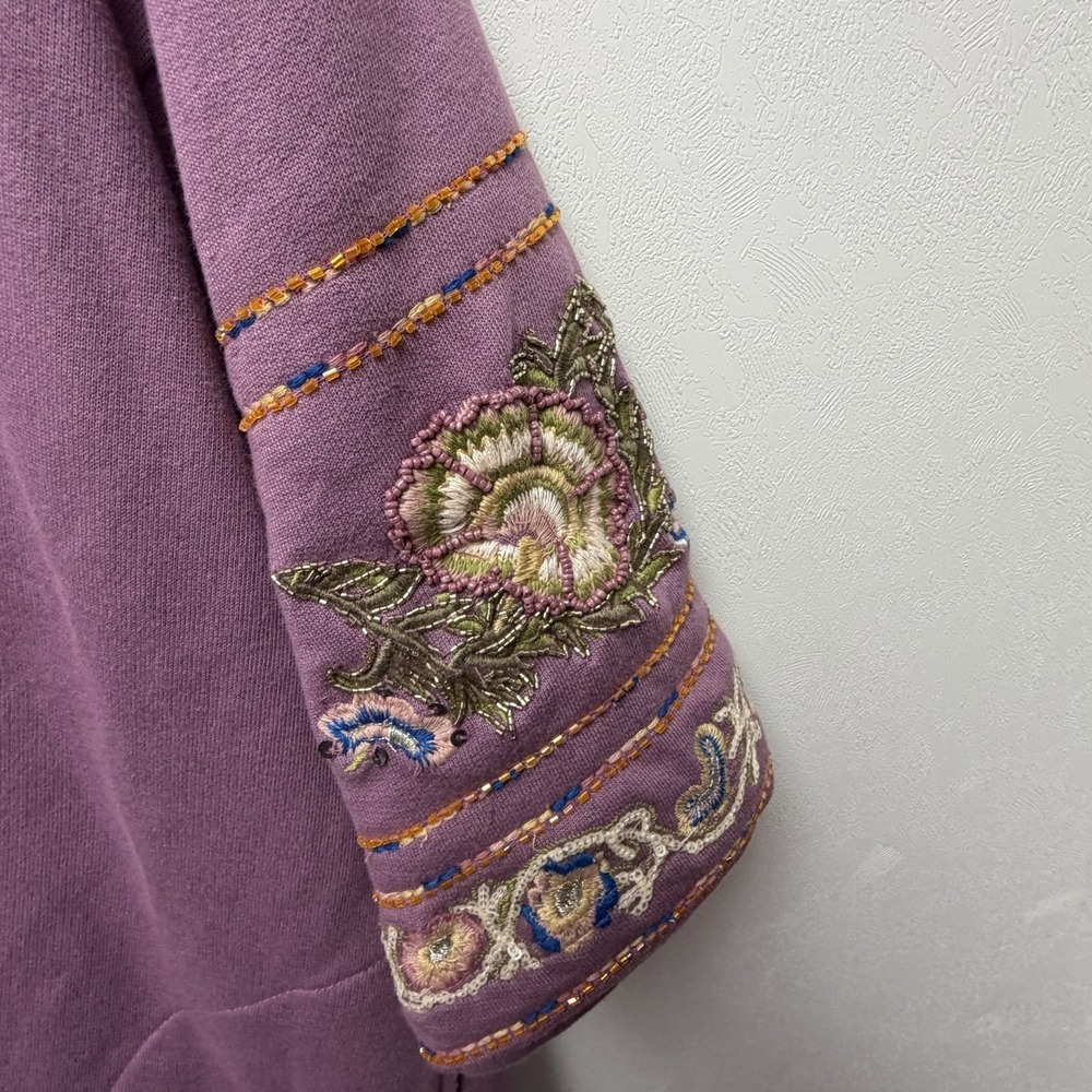 Aratta Juliette Embellished French Terry Kimono One Size Floral Boho‎ Hippie - Picture 7 of 13